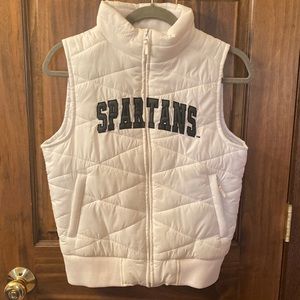 Michigan State Spartans White Puffer Vest-Small